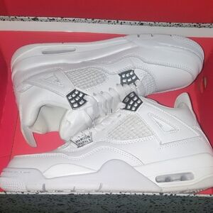 Jordan 4 Silver And White Sneakers Women Size 9 Or Y 7.5